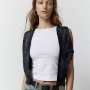 Urban Renewal Remade Faux Leather Lace Back Vest, S/M
